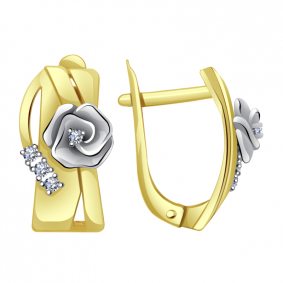 Серьги из лимонного золота Александра кл2279асл с фианитом кл2279асл фото