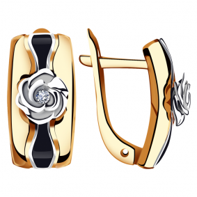 Золотые серьги Александра кл2280асбк с фианитом и эмалью кл2280асбк фото