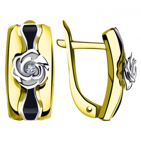 Серьги из лимонного золота Александра кл2280асбл с фианитом и эмалью кл2280асбл фото