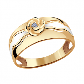 Золотое кольцо Александра кл2280ск с фианитом и эмалью кл2280ск фото