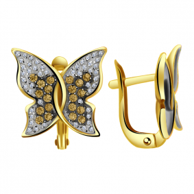 Серьги из лимонного золота Александра кл2289а-20сл с фианитом кл2289а-20сл фото