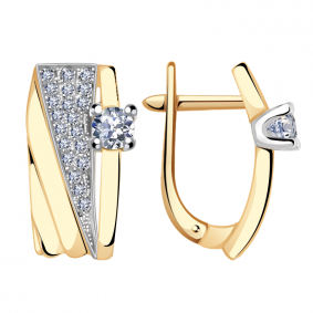 Золотые серьги Александра кл2293а-62сбк с Swarovski кл2293а-62сбк фото