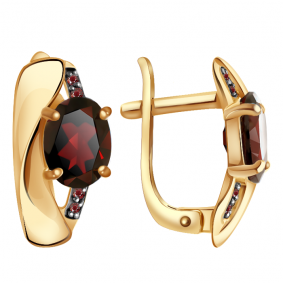 Золотые серьги Александра кл2302а-2ск-к с фианитом и гранатом кл2302а-2ск-к фото