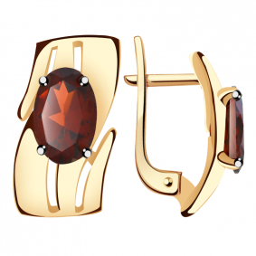 Золотые серьги Александра кл2303а-2ск-1 с гранатом кл2303а-2ск-1 фото