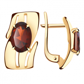 Золотые серьги Александра кл2303а-2ск с гранатом кл2303а-2ск фото