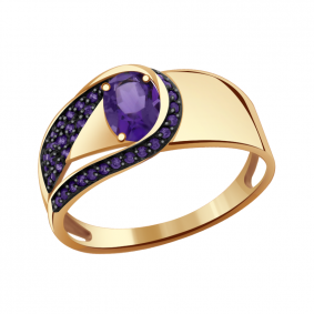 Золотое кольцо Александра кл2306-3ск-си с фианитом и аметистом кл2306-3ск-си фото