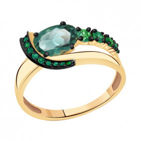 Золотое кольцо Александра кл2310-13ск-з с фианитом и кварцем кл2310-13ск-з фото