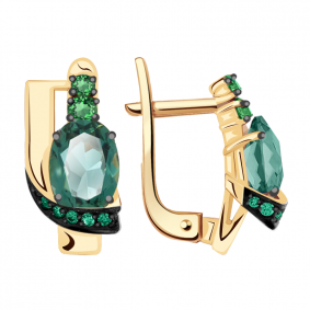 Золотые серьги Александра кл2310а-13ск-з с фианитом и кварцем кл2310а-13ск-з фото