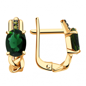 Золотые серьги Александра кл2313а-26ск-са с фианитом и турмалином кл2313а-26ск-са фото