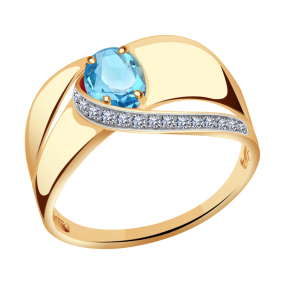 Золотое кольцо Александра кл2314-78ск с топазом и фианитом кл2314-78ск фото