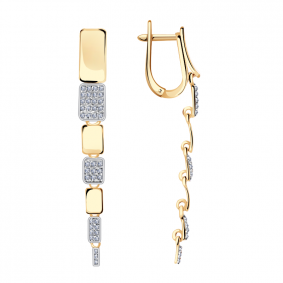 Золотые серьги Александра кл2319аск с фианитом кл2319аск фото