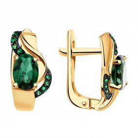 Золотые серьги Александра кл2321а-26ск-з с фианитом и турмалином кл2321а-26ск-з фото