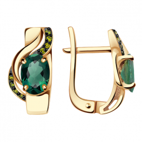 Золотые серьги Александра кл2321а-26ск-са с фианитом и турмалином кл2321а-26ск-са фото