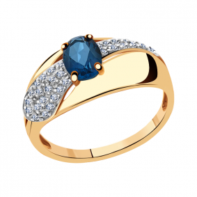 Золотое кольцо Александра кл2328-28ск с фианитом и Лондон топазом кл2328-28ск фото