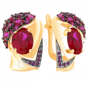Золотые серьги Александра кл2331а-30ск-р с фианитом и рубиновым корундом кл2331а-30ск-р фото