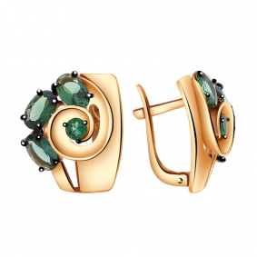 Золотые серьги Александра кл2336а-26ск с фианитом и турмалином кл2336а-26ск фото