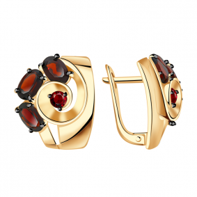 Золотые серьги Александра кл2336а-2ск с фианитом и гранатом кл2336а-2ск фото