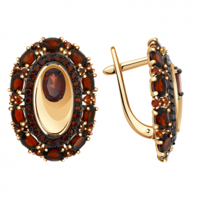 Золотые серьги Александра кл2338а-2ск-к с фианитом и гранатом кл2338а-2ск-к фото