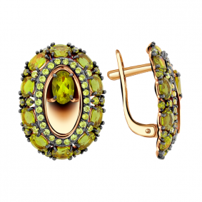 Золотые серьги Александра кл2338а-48ск-са с фианитом и султанитом кл2338а-48ск-са фото