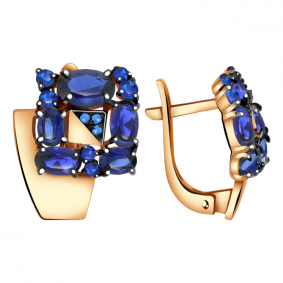 Золотые серьги Александра кл2340а-27ск с фианитом и гидротермальным сапфиром кл2340а-27ск фото