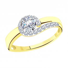 Кольцо из лимонного золота Александра кл2346-62сл с Swarovski кл2346-62сл фото