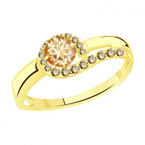 Кольцо из лимонного золота Александра кл2346-81сл с Swarovski кл2346-81сл фото