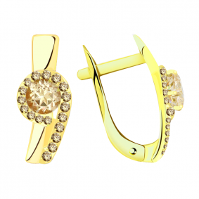 Серьги из лимонного золота Александра кл2346а-81сл с Swarovski кл2346а-81сл фото