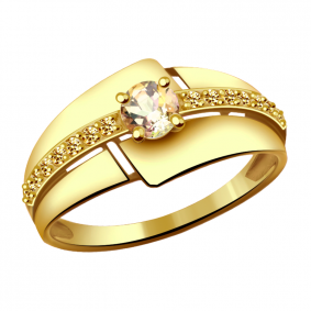 Кольцо из лимонного золота Александра кл2347-81сл-ш с Swarovski кл2347-81сл-ш фото