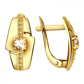 Серьги из лимонного золота Александра кл2347а-81сл-ш с Swarovski кл2347а-81сл-ш фото