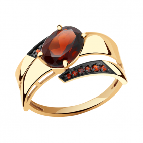 Золотое кольцо Александра кл2348-2ск-к с фианитом и гранатом кл2348-2ск-к фото