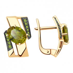 Золотые серьги Александра кл2348а-48ск-са с фианитом и султанитом кл2348а-48ск-са фото