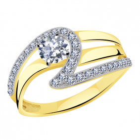 Кольцо из лимонного золота Александра кл2352-62сл с Swarovski кл2352-62сл фото