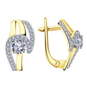Серьги из лимонного золота Александра кл2352а-62сл с Swarovski кл2352а-62сл фото