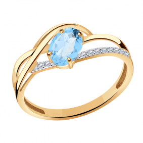 Золотое кольцо Александра кл2359-78ск с топазом и фианитом кл2359-78ск фото