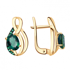 Золотые серьги Александра кл2359а-26ск-з с фианитом и турмалином кл2359а-26ск-з фото