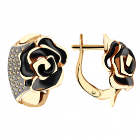 Золотые серьги Александра кл2360а-20ск-ш-1 с фианитом и эмалью кл2360а-20ск-ш-1 фото