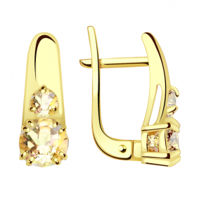 Серьги из лимонного золота Александра кл2370а-81сл с Swarovski кл2370а-81сл фото