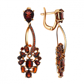 Золотые серьги Александра кл2371а-2ск с фианитом и гранатом кл2371а-2ск фото