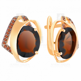 Золотые серьги Александра кл2372а-34ск с фианитом, гранатом и ситаллом кл2372а-34ск фото