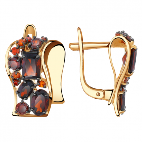 Золотые серьги Александра кл2381а-2ск с фианитом и гранатом кл2381а-2ск фото