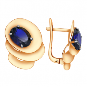 Золотые серьги Александра кл2382а-27ск с гидротермальным сапфиром кл2382а-27ск фото