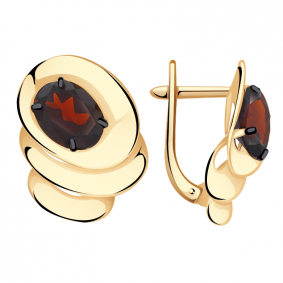 Золотые серьги Александра кл2382а-2ск с гранатом кл2382а-2ск фото