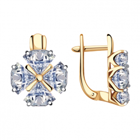 Золотые серьги Александра кл2384а-62ск с Swarovski кл2384а-62ск фото