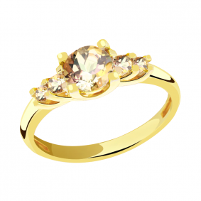 Кольцо из лимонного золота Александра кл2385-81сл с Swarovski кл2385-81сл фото