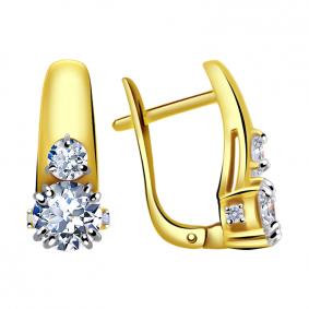 Серьги из лимонного золота Александра кл2385а-62сл с Swarovski кл2385а-62сл фото