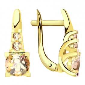 Серьги из лимонного золота Александра кл2385а-81сл с Swarovski кл2385а-81сл фото
