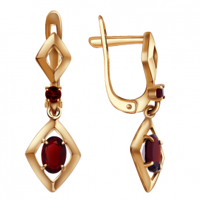 Золотые серьги Александра кл2390а-2ск с фианитом и гранатом кл2390а-2ск фото