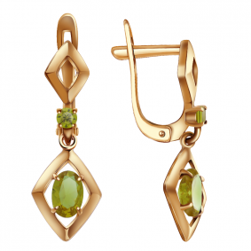 Золотые серьги Александра кл2390а-48ск с фианитом и султанитом кл2390а-48ск фото