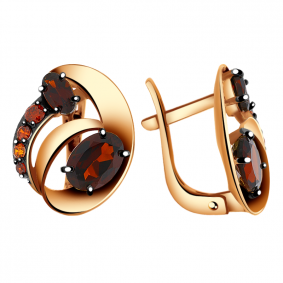 Золотые серьги Александра кл2395а-2ск с фианитом и гранатом кл2395а-2ск фото