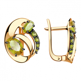 Золотые серьги Александра кл2395а-48ск-са с фианитом и султанитом кл2395а-48ск-са фото